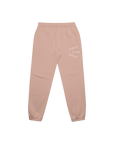 Pink sweatpants with 'Good Lion Golf' text on a white background