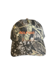 Camouflage baseball cap with 'GOLF HAT' text on a white background
