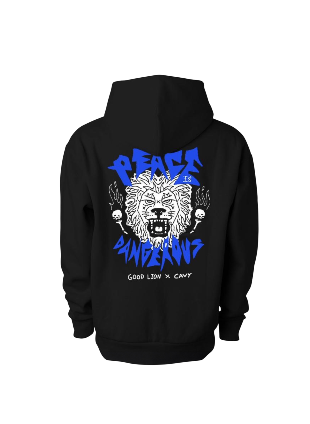 lion graphic on a black hoodie