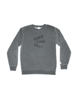 Gray sweatshirt with 'Good Lion Golf' text on a white background
