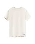 off white tshirt with a good lion good > safe woven label